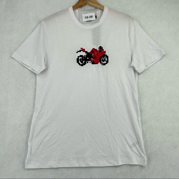 French Connection Embroidered Pixel Motorcycle TShirt NWT - Picture 12 of 12
